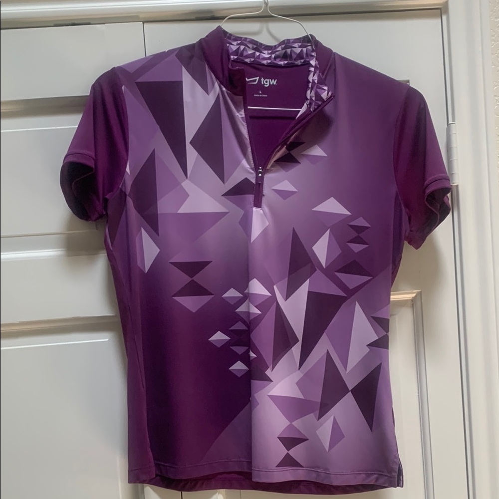 TGW Purple Geometric golf top.